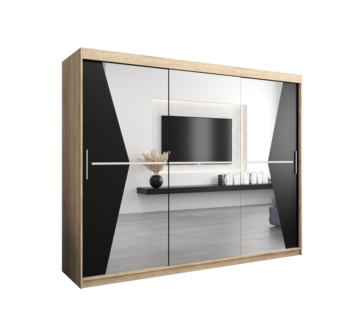 Szafa przesuwna Garderoba MAROKO 250 gł. 62 sonoma/czarny