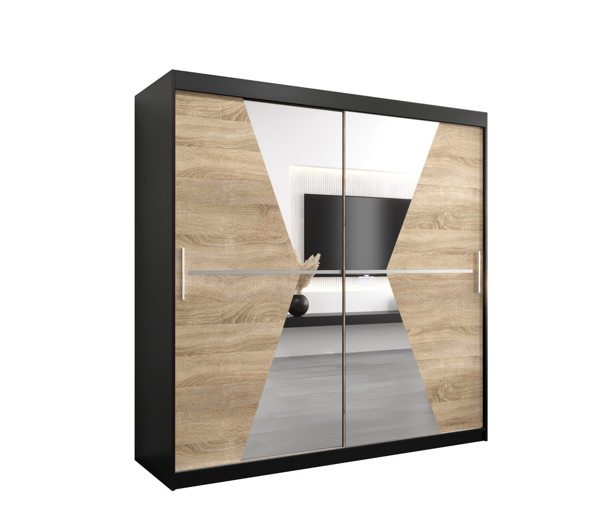 Szafa przesuwna Garderoba MAROKO 200 gł. 62 czarny/sonoma