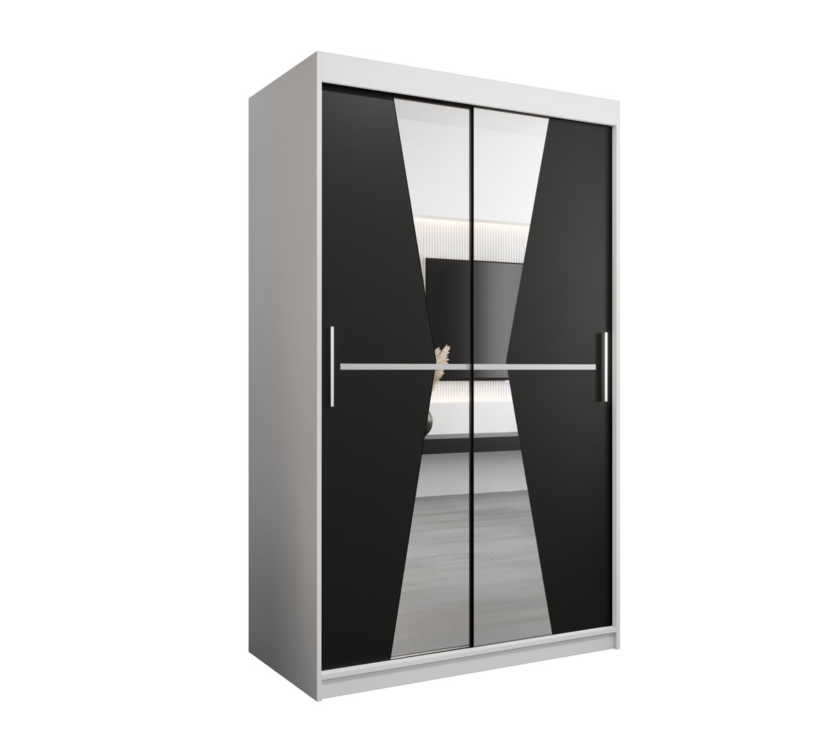 Szafa przesuwna Garderoba MAROKO 120 gł. 62 biały/czarny