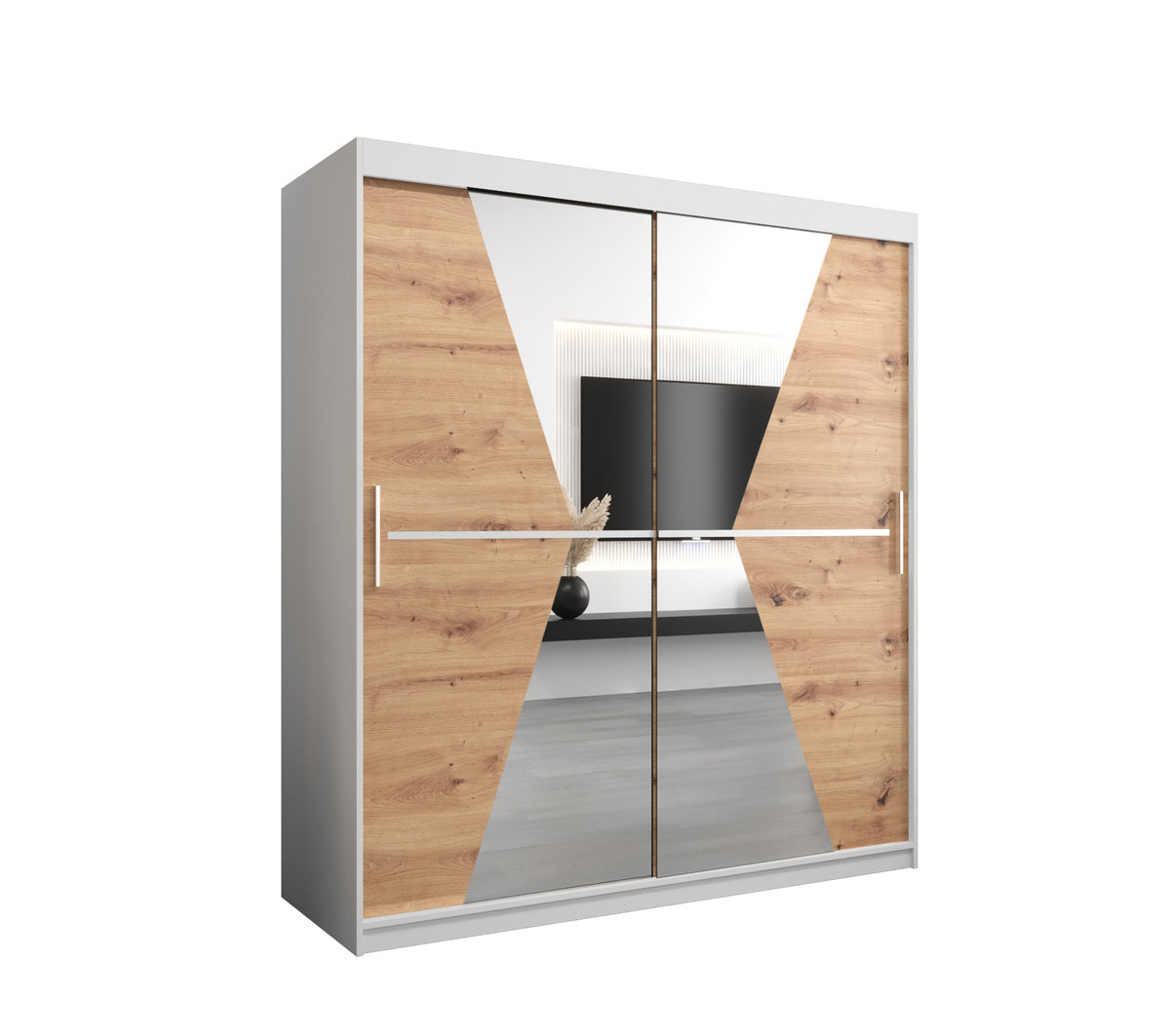 Szafa przesuwna Garderoba MAROKO 180 gł. 62 biały/artisan