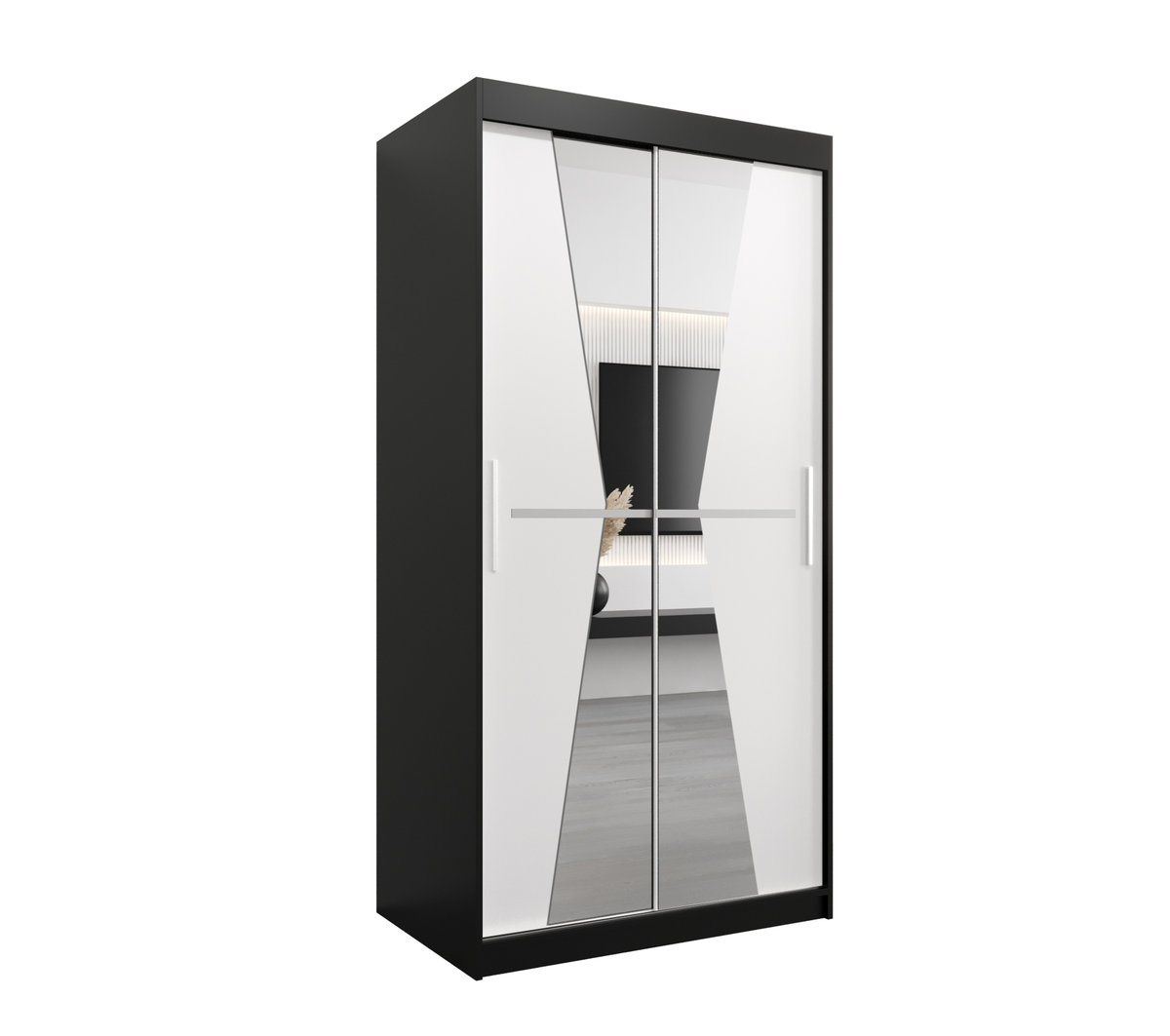 Szafa przesuwna Garderoba MAROKO 100 gł. 62 czarny/biały