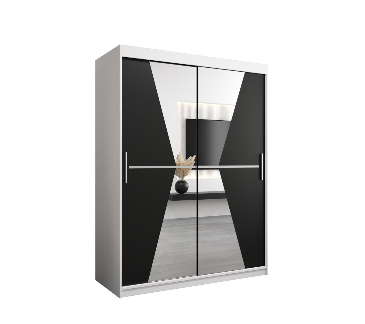 Szafa przesuwna Garderoba MAROKO 150 gł. 62 biały/czarny