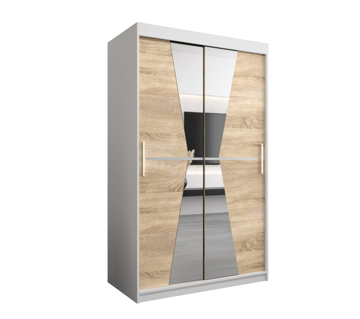 Szafa przesuwna Garderoba MAROKO 120 gł. 62 biały/sonoma