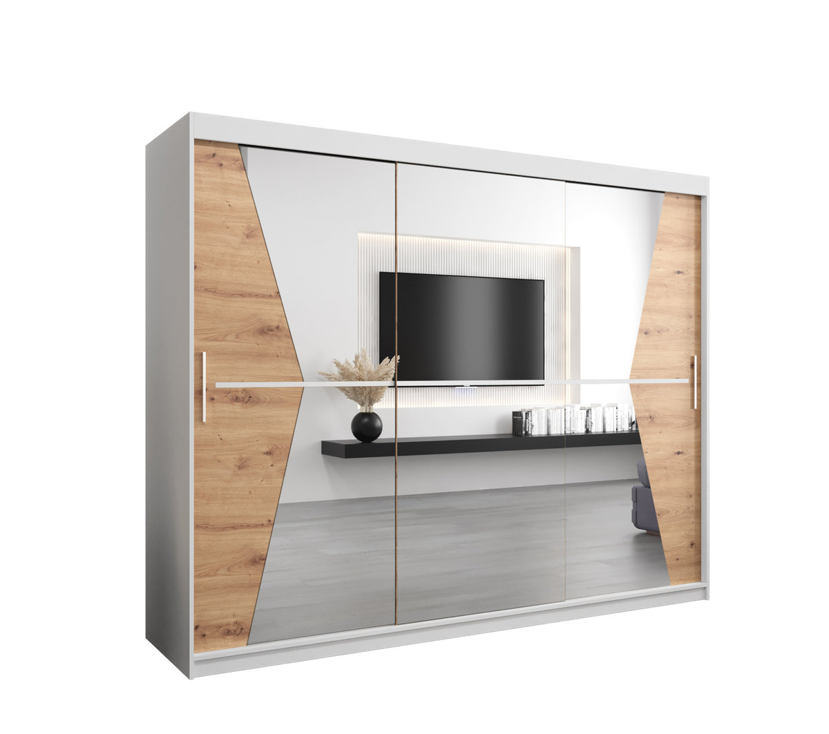 Szafa przesuwna Garderoba MAROKO 250 gł. 62 biały/artisan