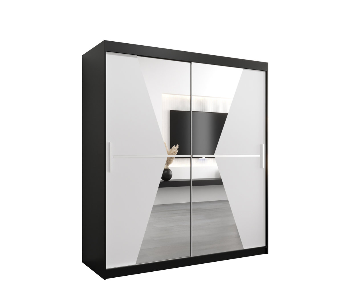 Szafa przesuwna Garderoba MAROKO 180 gł. 62 czarny/biały