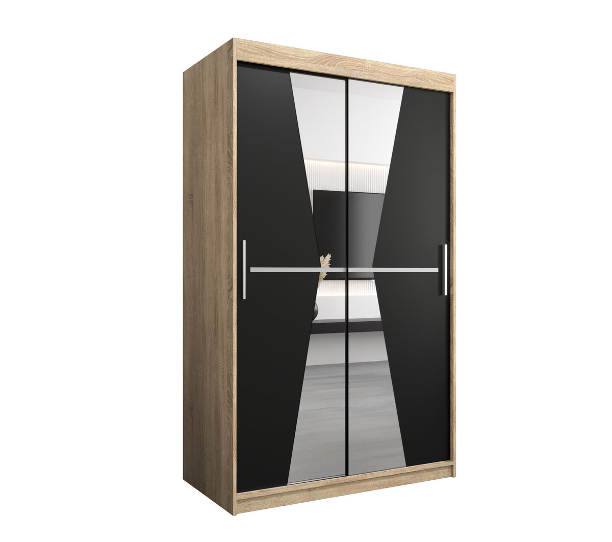 Szafa przesuwna Garderoba MAROKO 120 gł. 62 sonoma/czarny