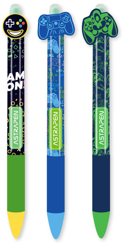 DŁUGOPIS AUTOMATYCZNY WYMAZYWALNY Z GUMOWYM UCHWYTEM 0,5 MM PEN OOPS! GAMER, ASTRA