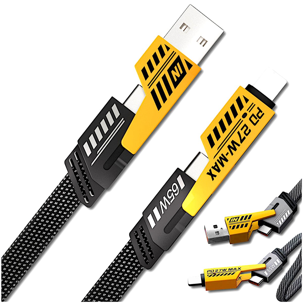 KABEL USB Typ C - Typ C Lightning Micro 65W 4w1 QC 4.0 PD do TELEFON LAPTOP