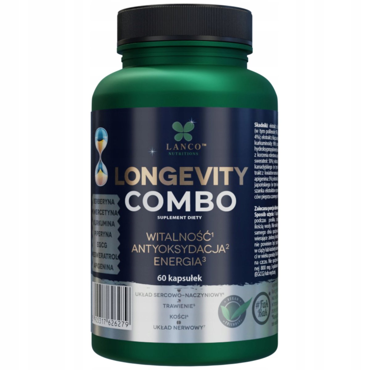 LONGEVITY COMBO suplement przeciwstarzeniowy nowej generacji - 60 kapsułek