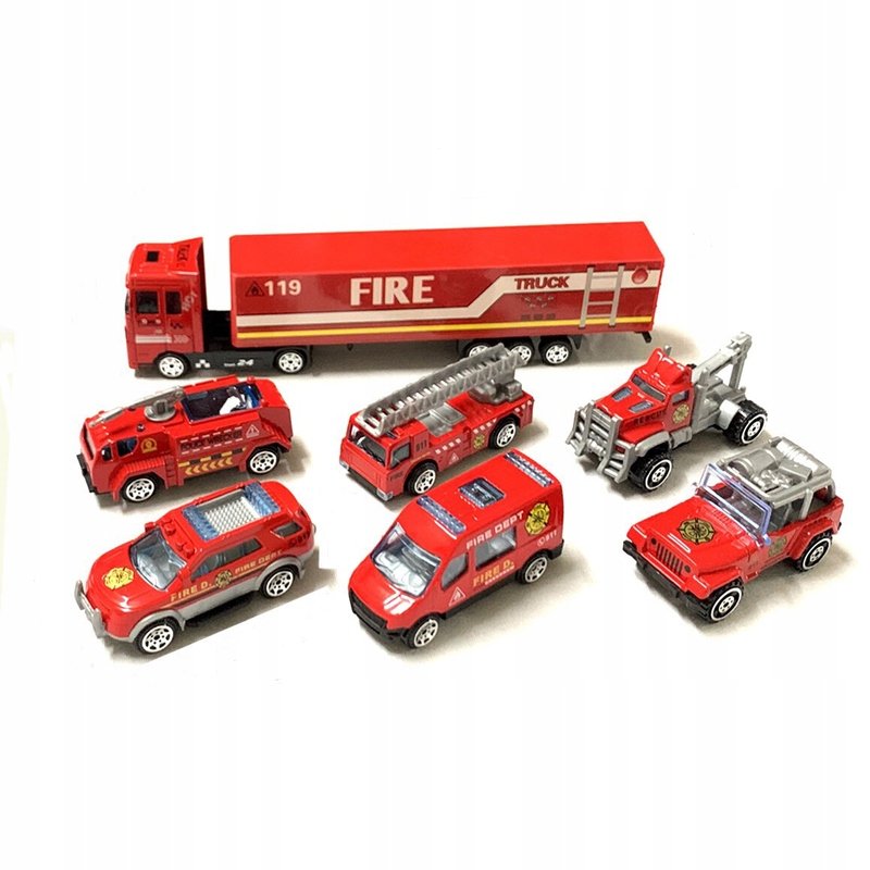 ZESTAW 3 AUTEK STRAŻACKICH STRAŻ POŻARNA WYTRZYMAŁYCH REALISTYCZNYCH