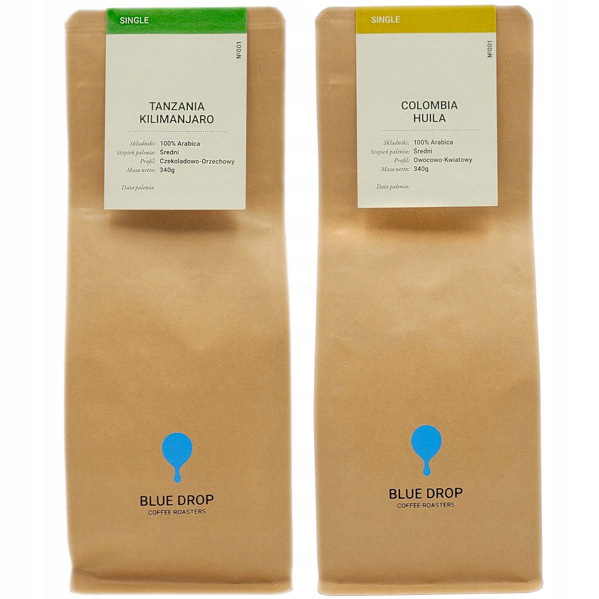 Kawa ziarnista świeżo palona Blue Drop Kolumbia Tanzania 2x340g