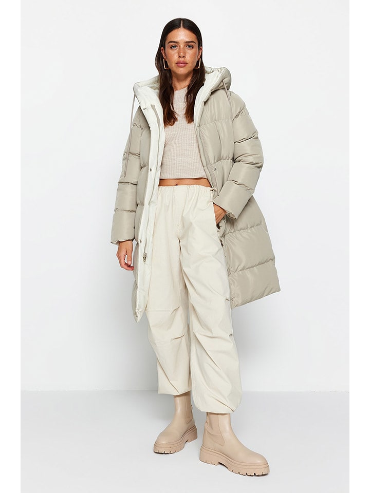 trendyol Dwustronny płaszcz zimowy w kolorze kremowym