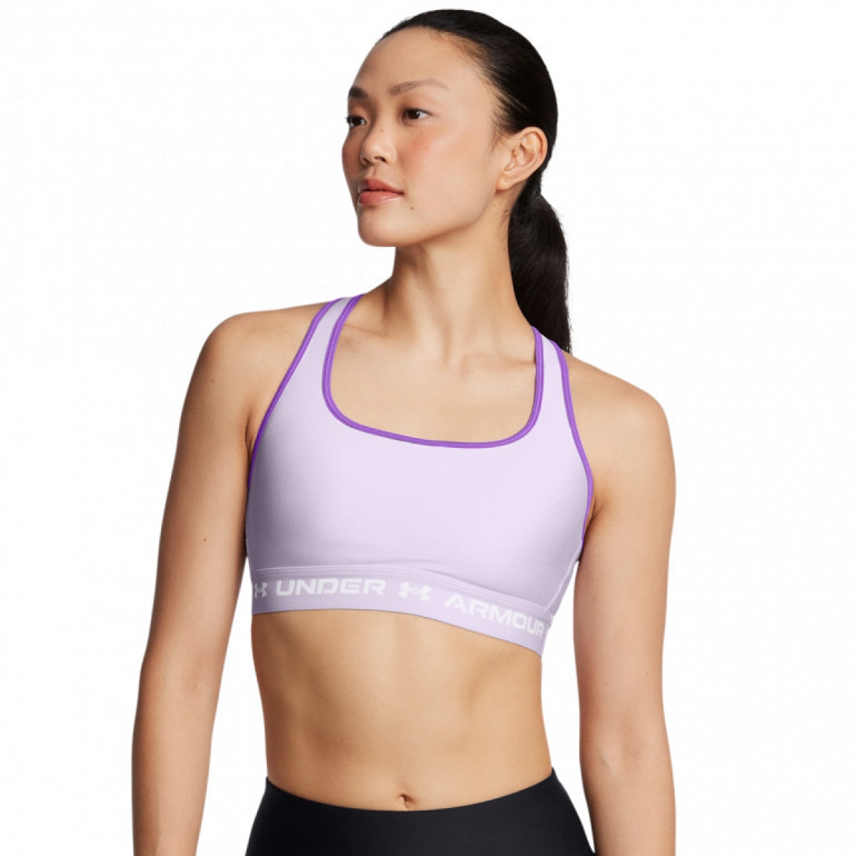 Biustonosz treningowy Under Armour Crossback Mid Bra - fioletowy - UNDER ARMOUR
