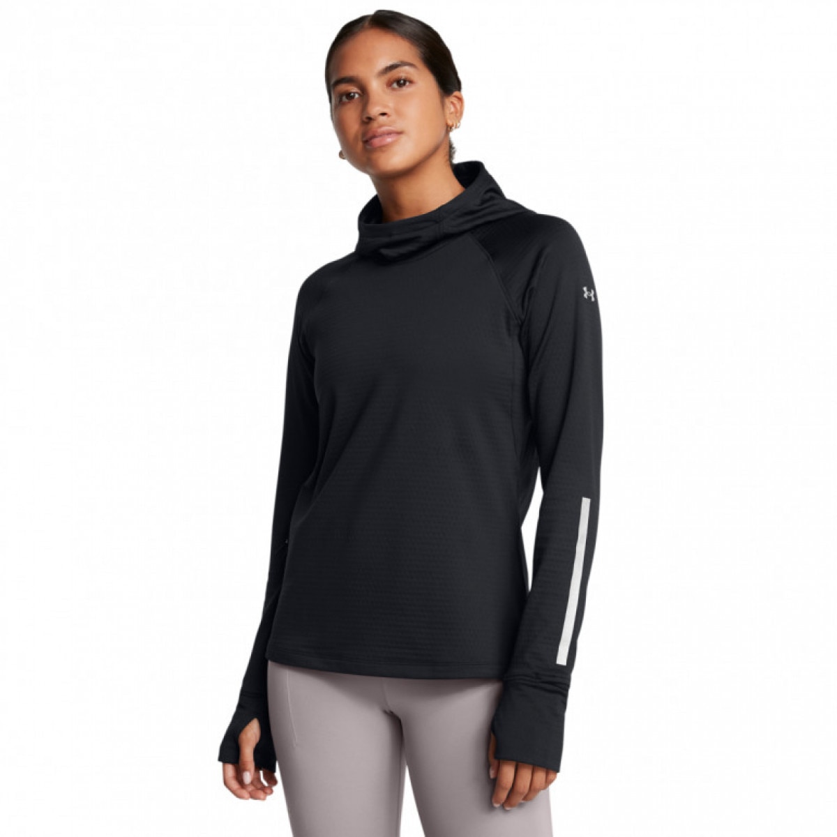 Damski longsleeve do biegania z kapturem Under Armour UA Le Cw Balaclava Hoodie - czarny - UNDER ARMOUR