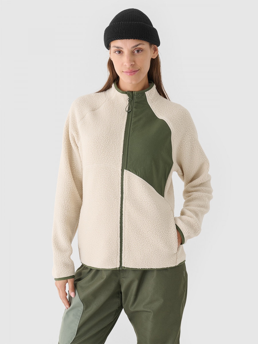 Damski polar sherpa 4F 4FRAW24TFLEF362 - beżowy