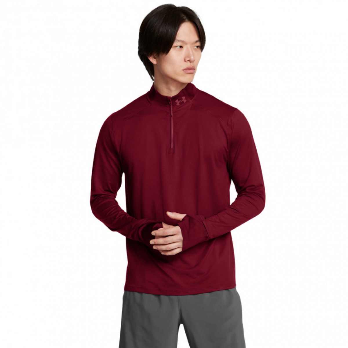 Męski longsleeve do biegania Under Armour UA Launch Pro 1/4 Zip - czerwony - UNDER ARMOUR