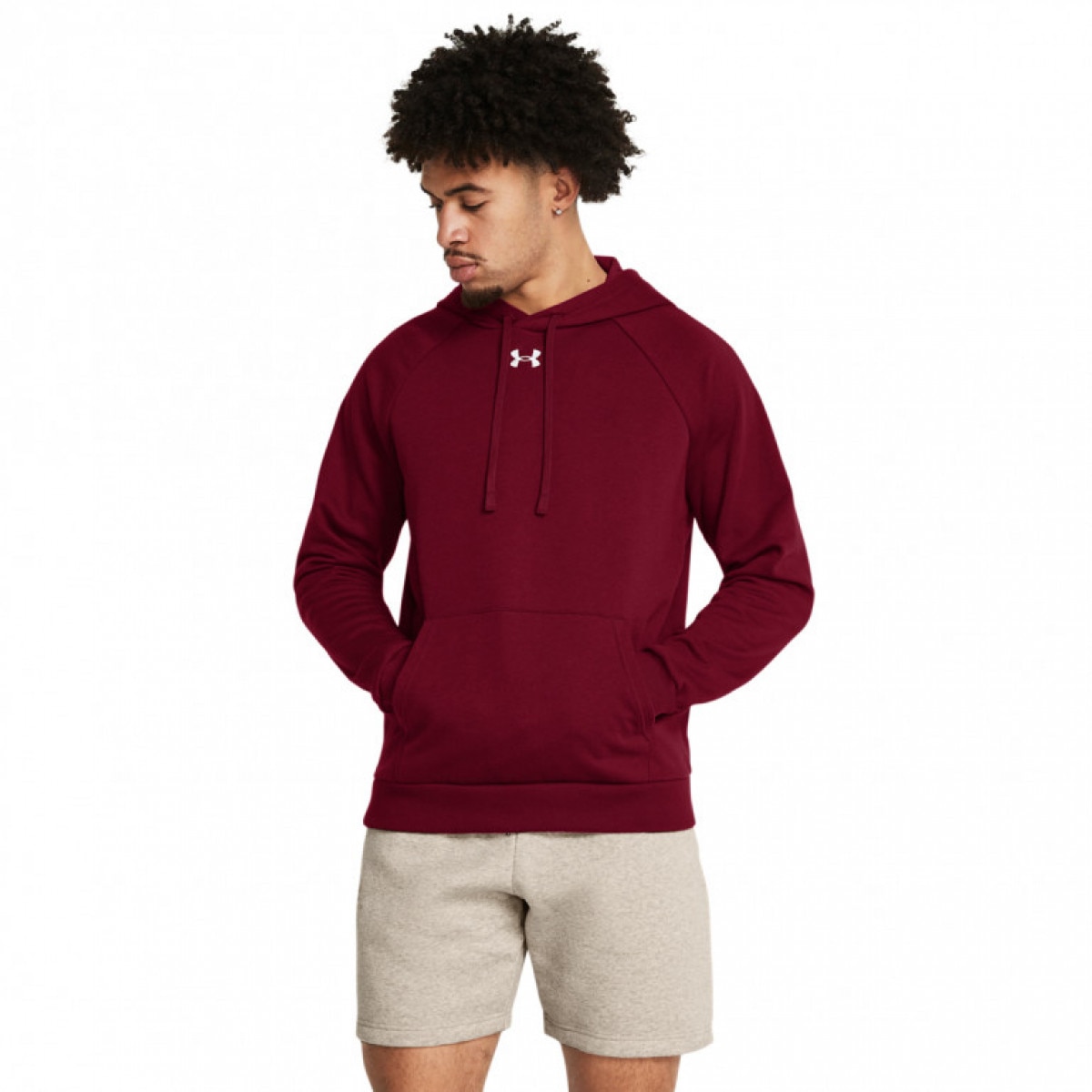 Męska bluza dresowa nierozpinana z kapturem Under Armour UA Rival Fleece Hoodie - czerwona - UNDER ARMOUR