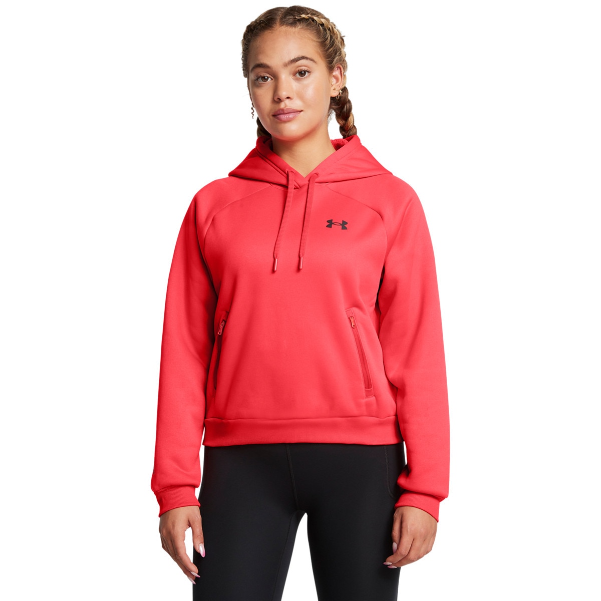 Damska bluza treningowa nierozpinana z kapturem Under Armour UA Armour Flc Pro Hdy - czerwona - UNDER ARMOUR