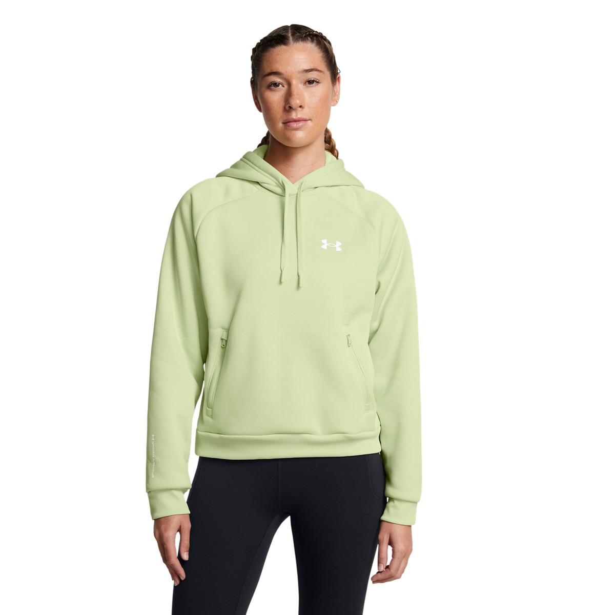 Damska bluza treningowa nierozpinana z kapturem Under Armour UA Armour Flc Pro Hdy - zielona - UNDER ARMOUR