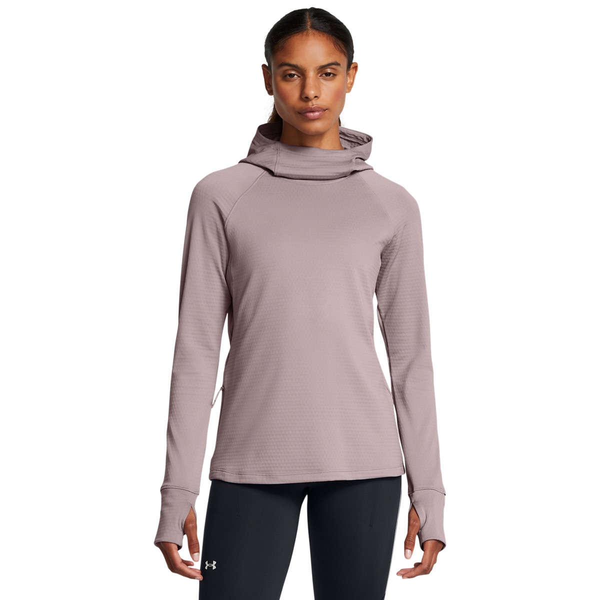 Damski longsleeve do biegania z kapturem Under Armour UA Le Cw Balaclava Hoodie - beżowy - UNDER ARMOUR