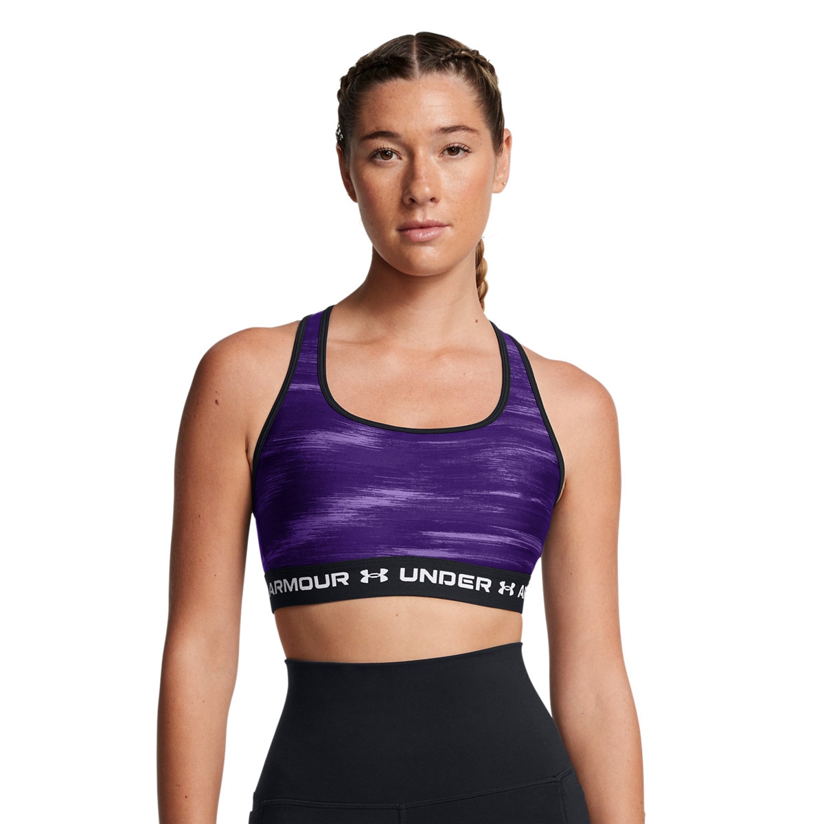 Biustonosz treningowy Under Armour Crossback Mid Print - fioletowy - UNDER ARMOUR
