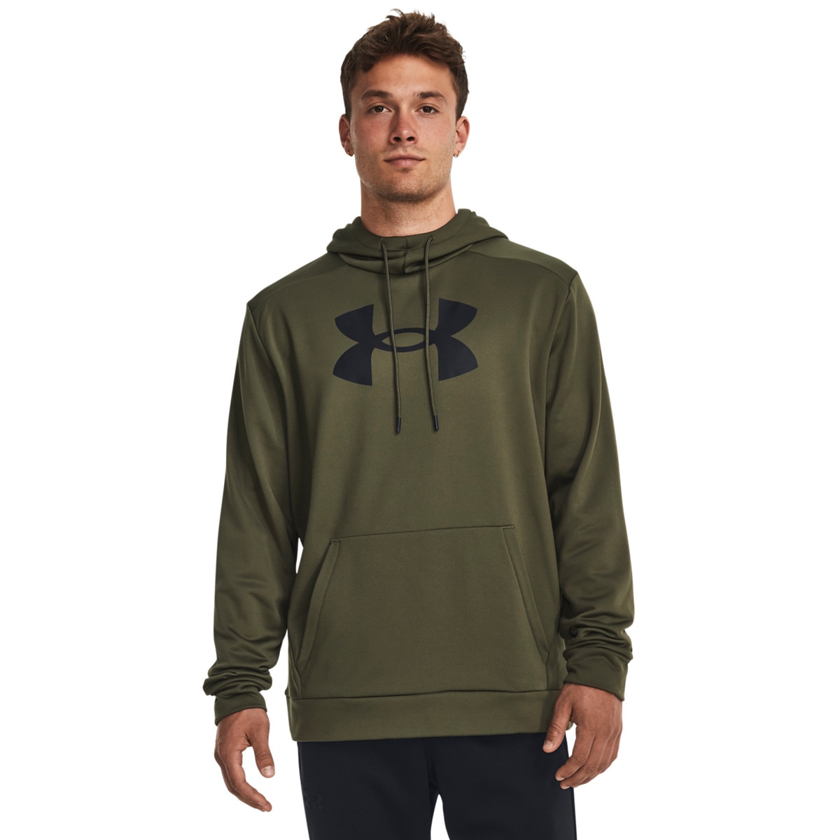 Męska bluza treningowa nierozpinana z kapturem Under Armour UA Armour Fleece Big Logo HD - oliwkowa/khaki - UNDER ARMOUR