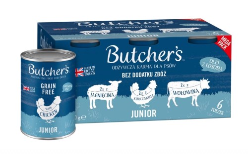 Butchers Original Junior megapack mix smaków kawałki w galaretce karma dla psów 6 x 400g'