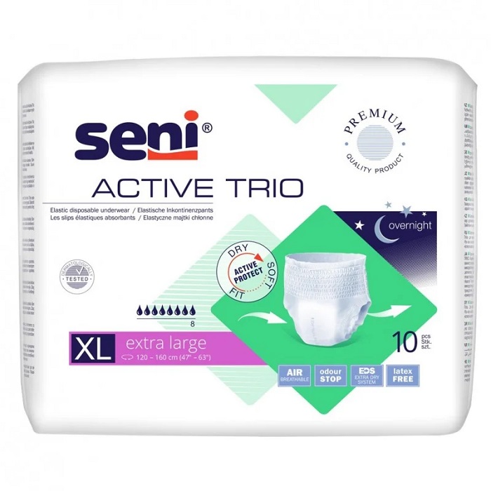 SENI ACTIVE TRIO X-LARGE Elastyczne majtki chłonne, 10 szt. - >>> DARMOWA od 99zł 