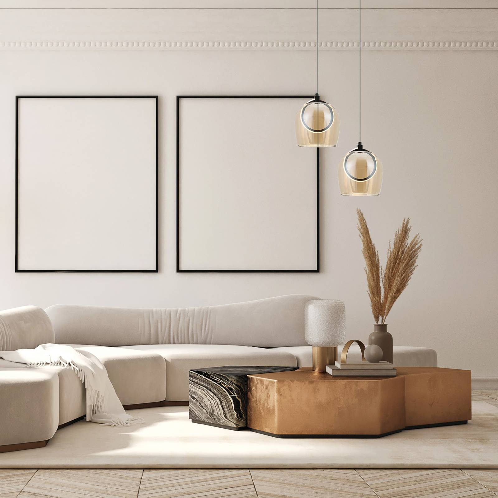 Zambelis Lampa wisząca LED 23079, kolor złoty, 1-punktowa, szkło, Ø 20 cm
