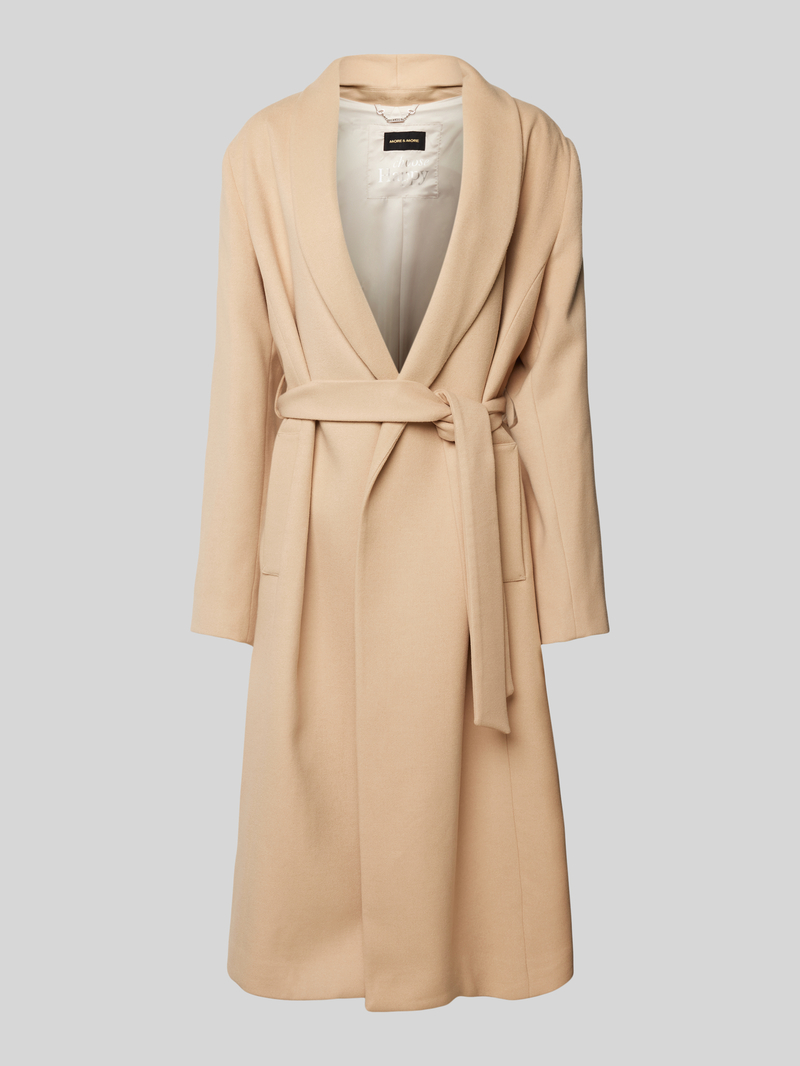 Płaszcz z wiązanym paskiem