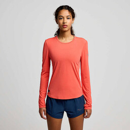 SAUCONY Koszulka damska Stopwatch Long Sleeve - Cayenne Heather