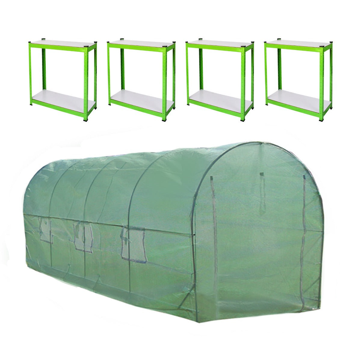 Tunel poliwęglanowy 25mm 6m x 3m z regałami