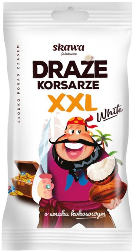 Duże Cukierki Draże kokosowe Korsarze XXL White Skawa 130 g | Białe