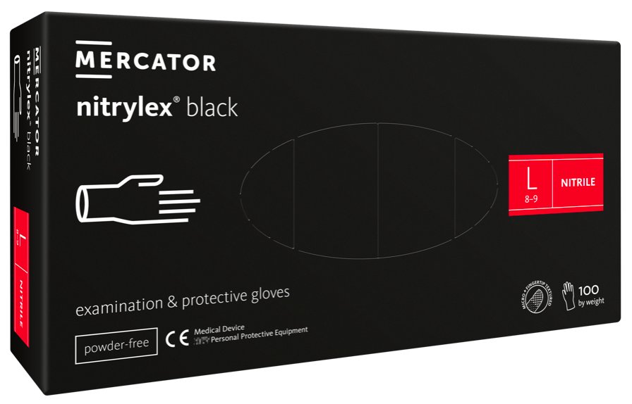 Mercator - Nitrylex Black - Rękawiczki ochronne L 100szt.