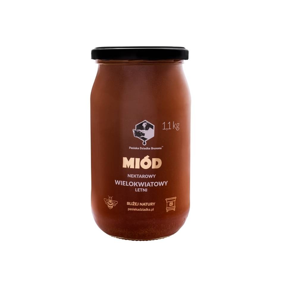 Miód wielokwiatowy letni 1,1 kg Pasieka Dziadka Brunona