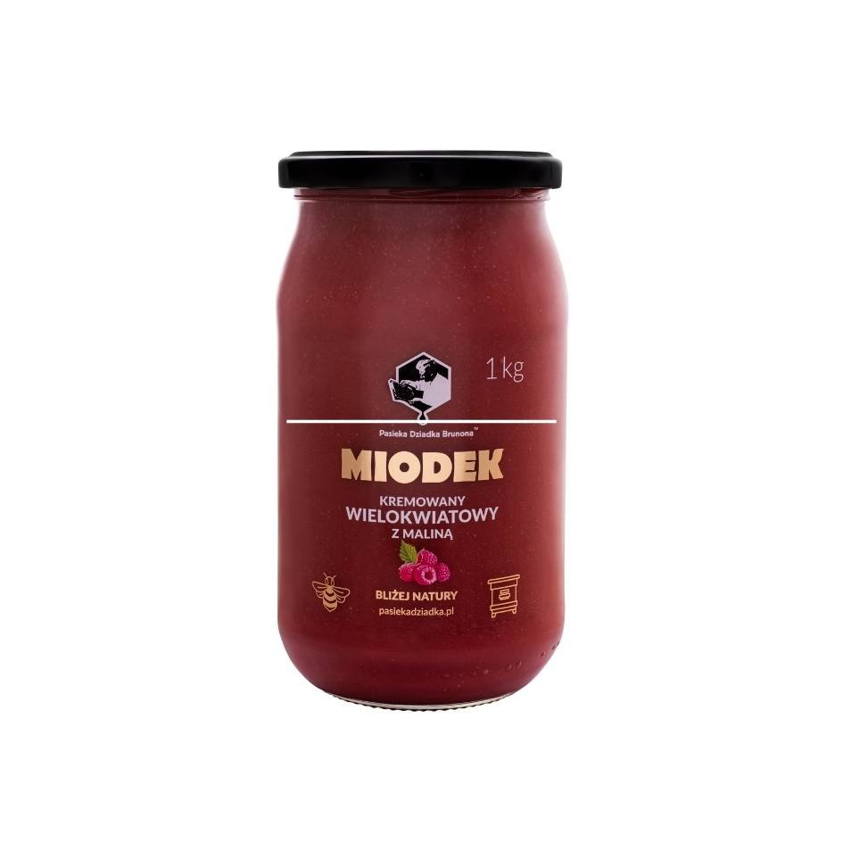 Miodek z maliną 1kg Pasieka Dziadka Brunona