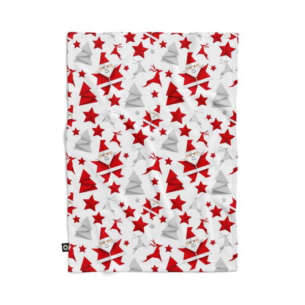 Koc pluszowy WINTER wzór BN22 | Mikołaj origami 135 x 100 cm