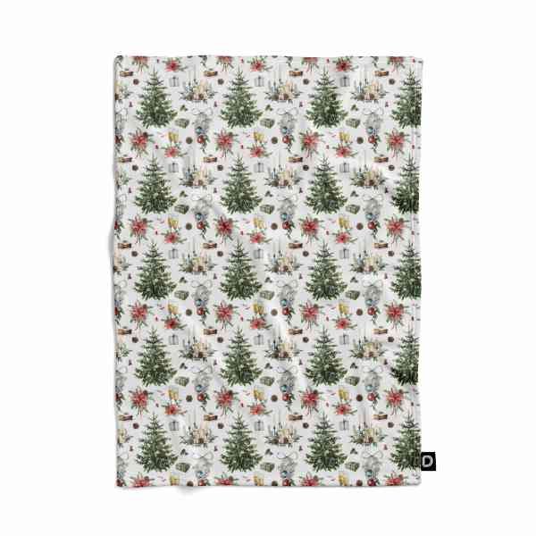 Koc pluszowy WINTER wzór BN27 | świąteczna choinka z prezentami 150 x 200 cm
