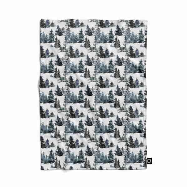 Koc pluszowy WINTER wzór BN32 | zamglony las 80 x 60 cm