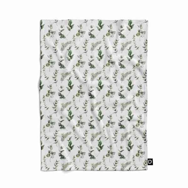 Koc pluszowy WINTER wzór BN29 | zielone gałązki 150 x 200 cm