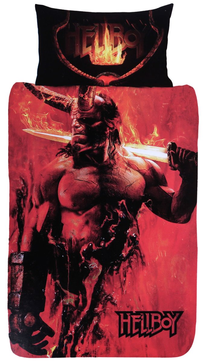 Czerwona, dwustronna pościel 135x200cm + poduszka Hellboy