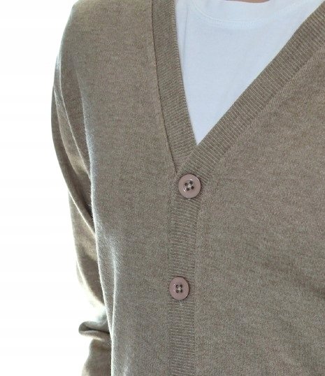 Sweter męski rozpinany kardigan na guziki w szpic wełniany z wełny M 524