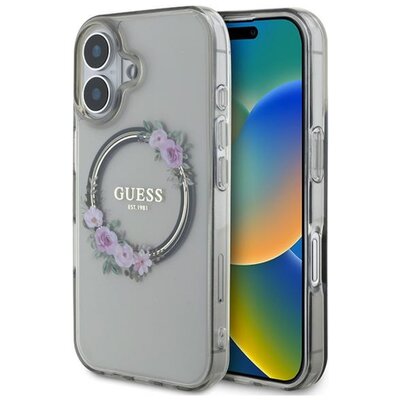 Guess IML Flowers Wreath do iPhone 16 czarny