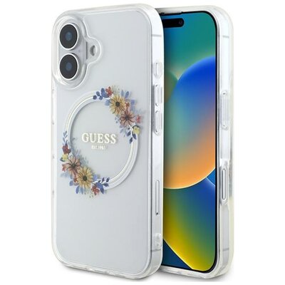 Guess IML Flowers Wreath do iPhone 16 przeźroczysty