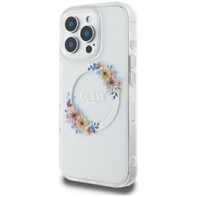 Guess IML Flowers Wreath do iPhone 16 Pro Max przeźroczysty