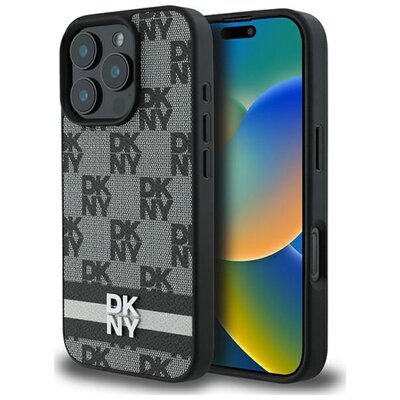 Etui DKNY Checkered Pattern & Printed Stripes do Apple iPhone 16 Pro Czarny | Bezpłatny transport