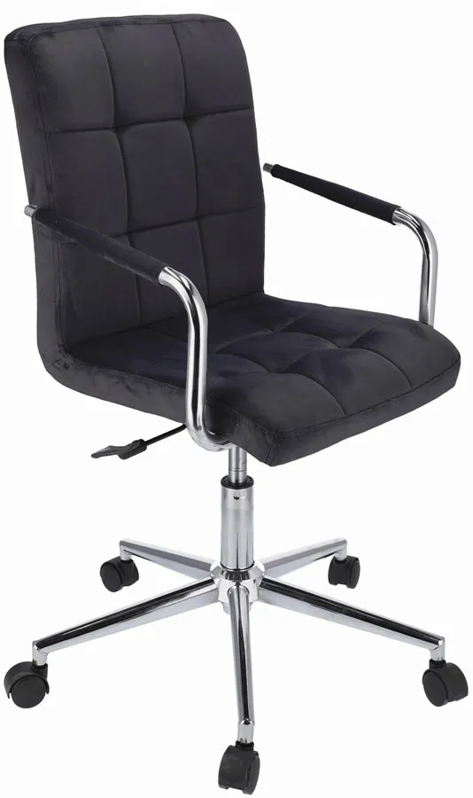 Elior Czarny welurowy fotel obrotowy pikowany - Alkatra 4X