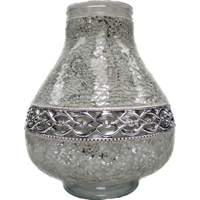 Znicz witraż Karafa decor DECOR3 36 cm biało-srebrny Ilumini