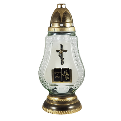 Znicz szklany L 2710 29,5 x 15,5 cm 45 h 150 g złoty