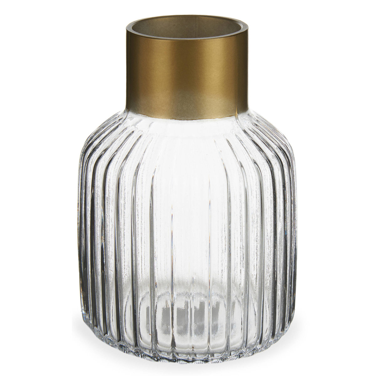 Prążkowany wazon ze złotym dekorem, wys. 18 cm